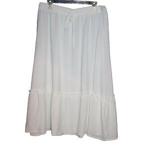 Bluetime Midi Skirt White Drawstring Waist Cottage Core Prairie Plus Size 2XL
